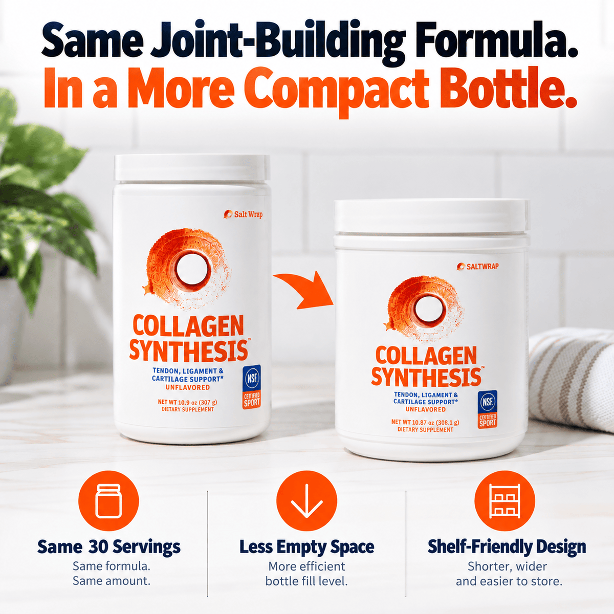 COLLAGEN SYNTHESIS - Collagen Peptides for Tendon, Ligament, & Cartilage Support SaltWrap