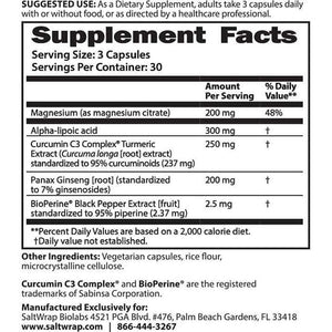 MAG 3D - Non-Drowsy Muscle and Nerve Support SaltWrap Supplement Facts Label